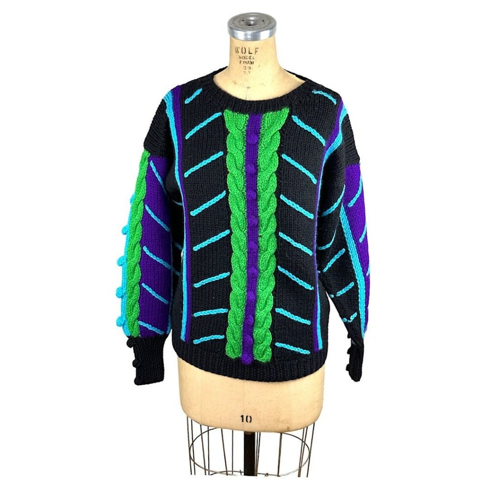 1980s wool sweater by Peter S's General Store  cable knit and popcorn balls